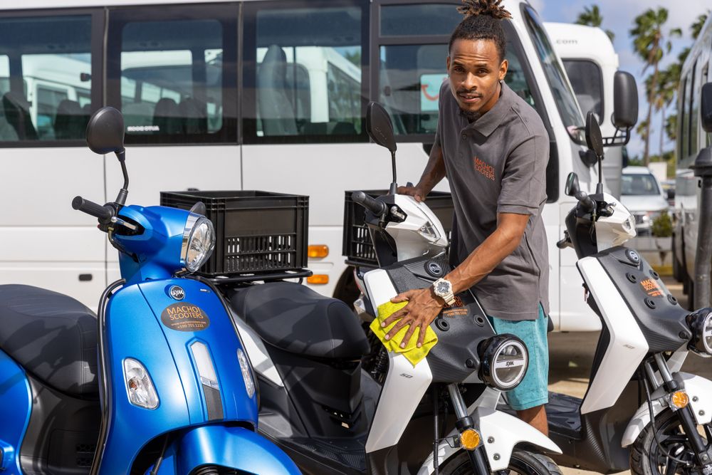 Taking care of our scooters...